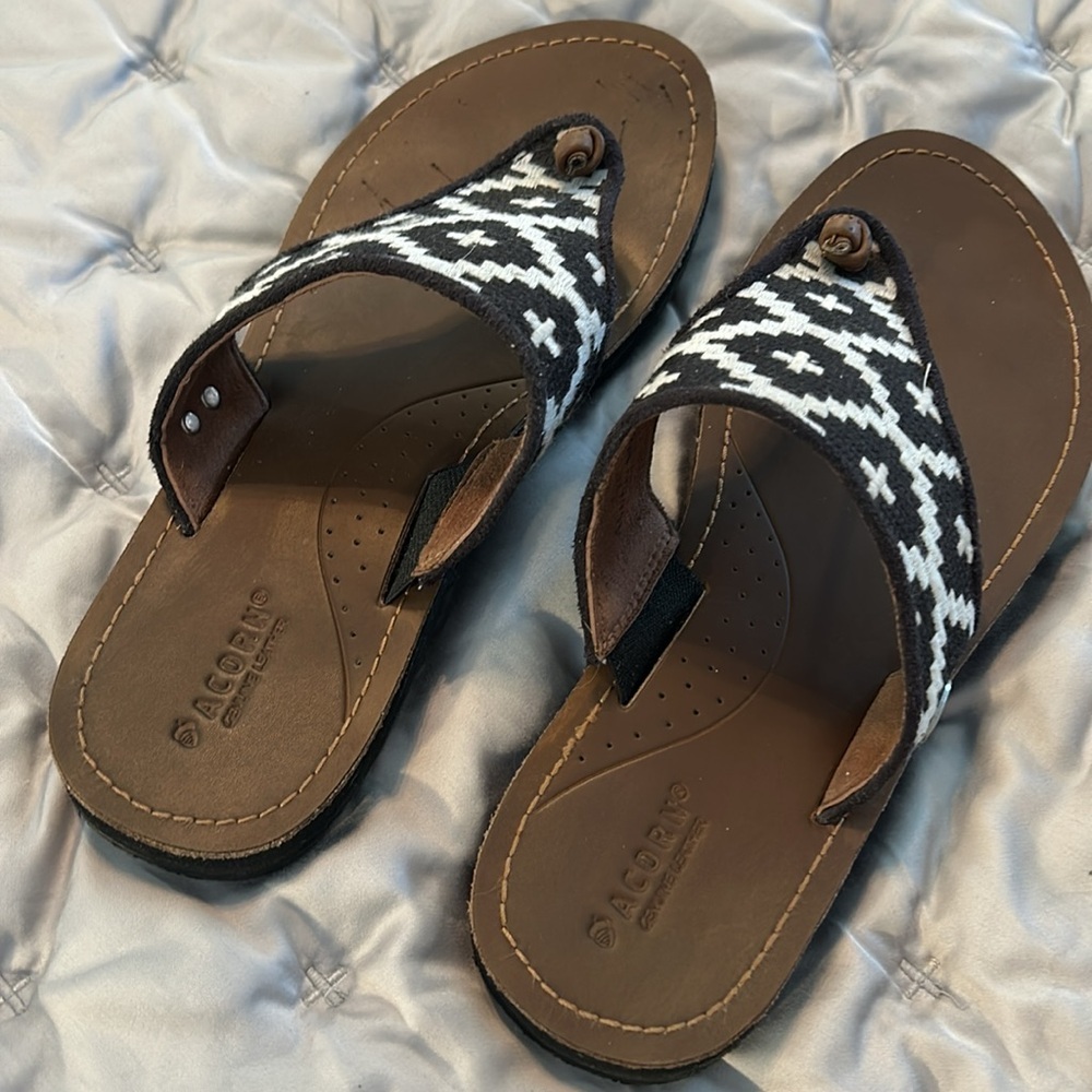 Acorn leather flip-flops with arch support - Picture 5 of 5